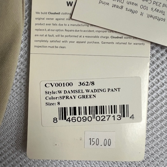 Cloudveil Damsel Wading Pants Convertible to Shorts Hiking Size 8 Green Zip Off - Picture 13 of 14